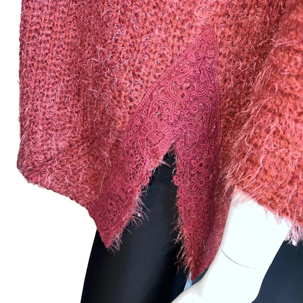 4//$40 Knox Rose‎ Knit Lace Trim Rose Pink Sweater